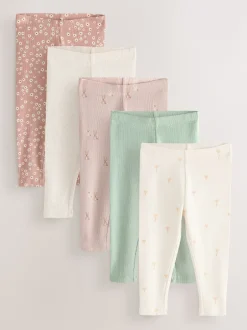 Broeken En Leggings*Next - Verpakking van 5 geribbelde Leggings (3mnd -7jr) Bloemenmotief
