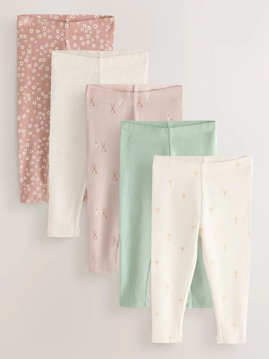 Broeken En Leggings*Next - Verpakking van 5 geribbelde Leggings (3mnd -7jr) Bloemenmotief