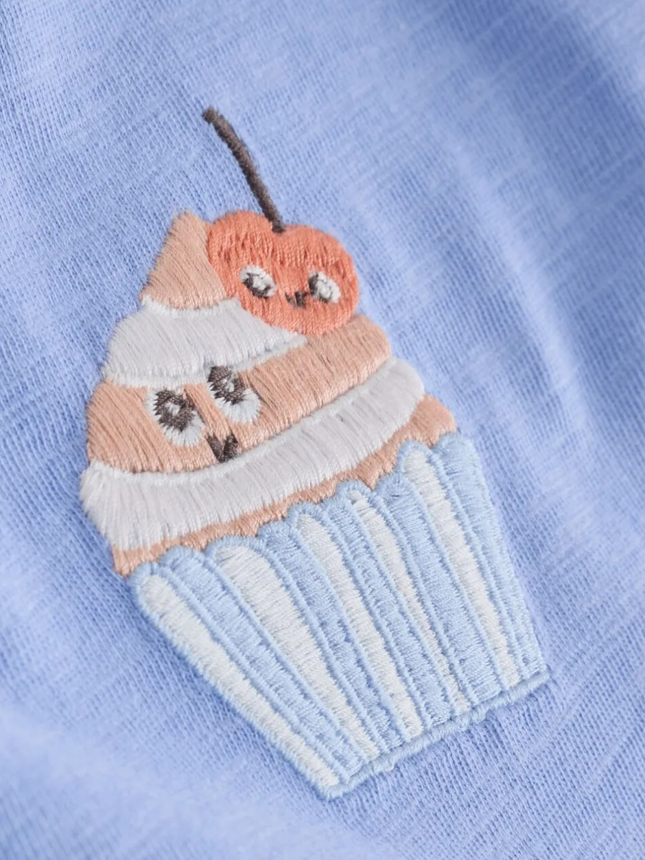 Tops|T-Shirts|Next - Short Sleeve Embroidered T-Shirt (3mths-7yrs) Blue Cupcake
