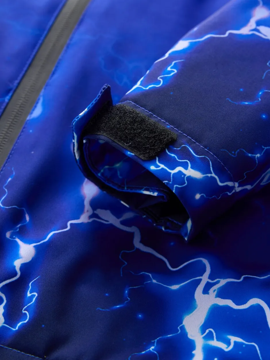 Jassen En Jacks*Next Blue Lightning Print - Waterdichte jas met fleece voering en capuchon (3-17jr)