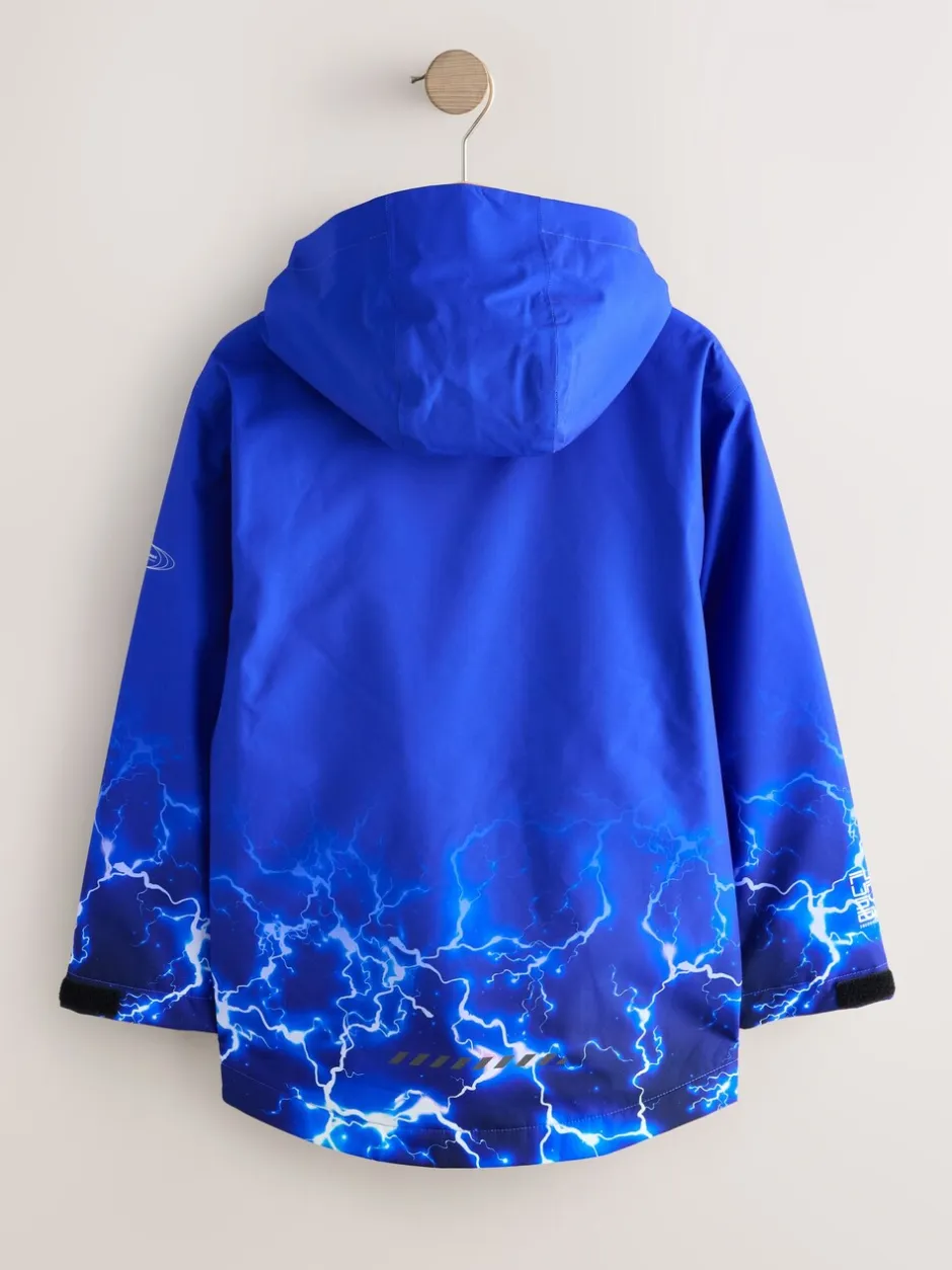 Jassen En Jacks*Next Blue Lightning Print - Waterdichte jas met fleece voering en capuchon (3-17jr)