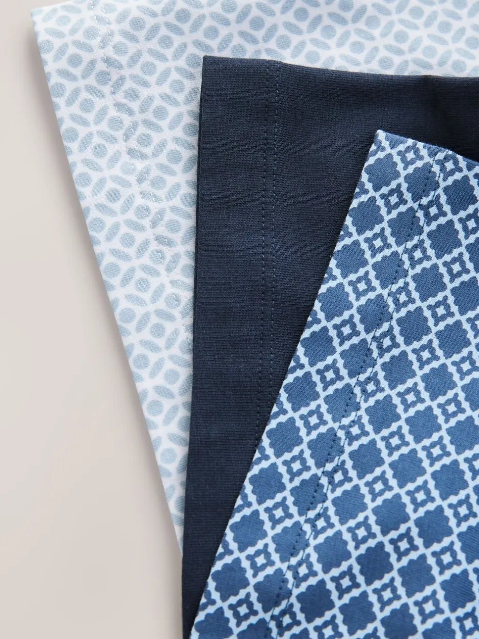 Poloshirts|Next Blue marineblauw met geometrisch motief - Set van 3 jersey poloshirts met korte mouwen