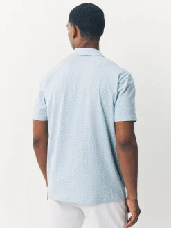 Poloshirts|Next Blue marineblauw met geometrisch motief - Set van 3 jersey poloshirts met korte mouwen