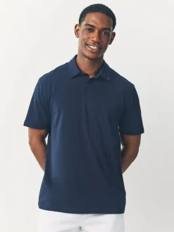 Poloshirts|Next Blue marineblauw met geometrisch motief - Set van 3 jersey poloshirts met korte mouwen