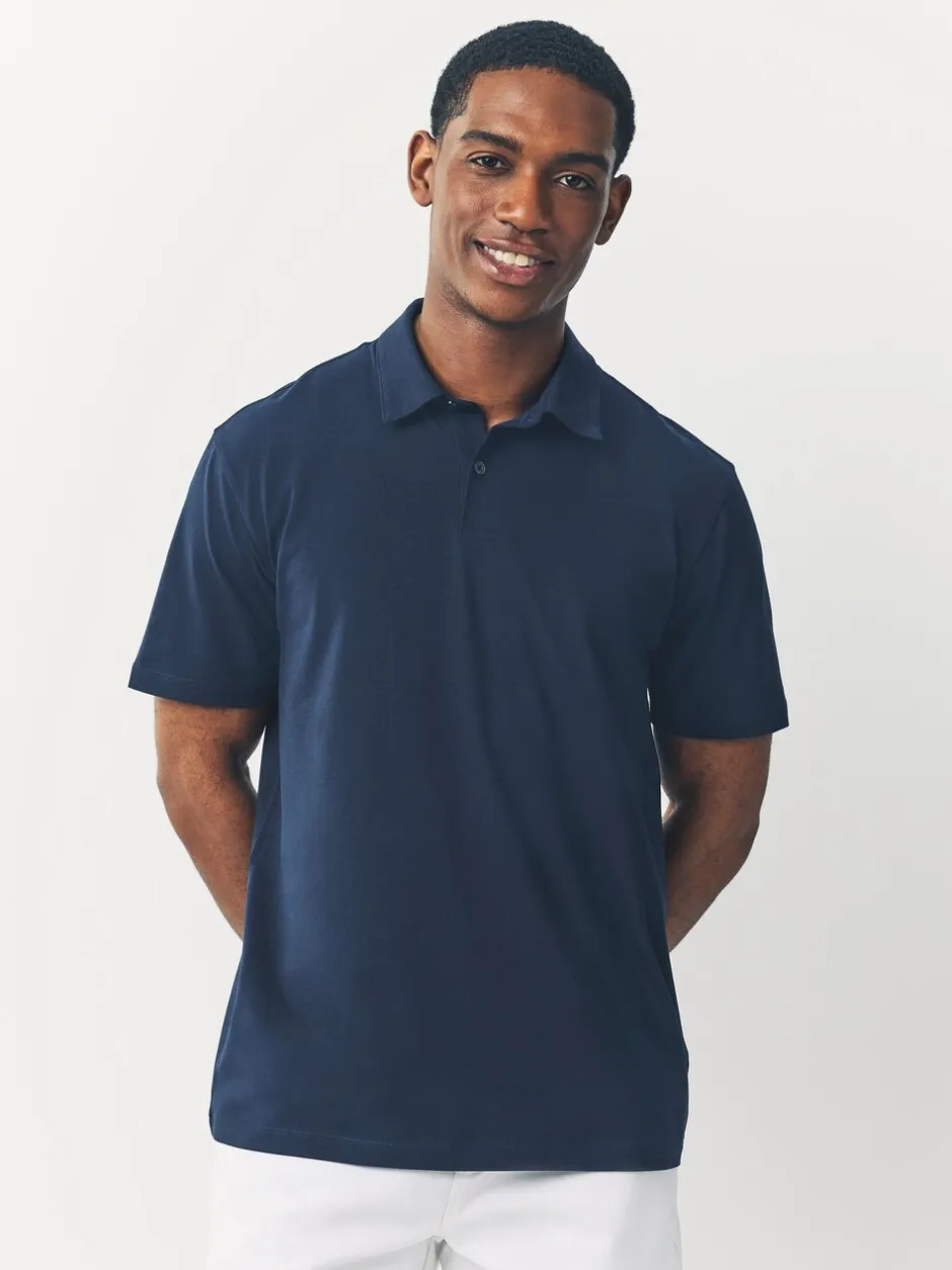 Poloshirts|Next Blue marineblauw met geometrisch motief - Set van 3 jersey poloshirts met korte mouwen