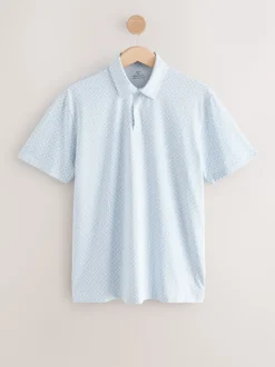 Poloshirts|Next Blue marineblauw met geometrisch motief - Set van 3 jersey poloshirts met korte mouwen