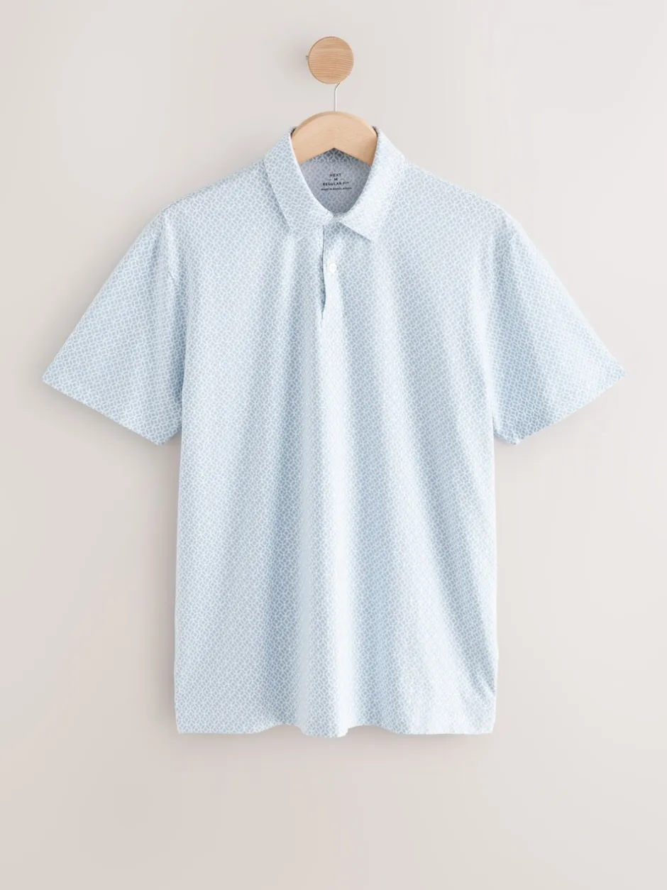 Poloshirts|Next Blue marineblauw met geometrisch motief - Set van 3 jersey poloshirts met korte mouwen