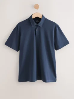 Poloshirts|Next Blue marineblauw met geometrisch motief - Set van 3 jersey poloshirts met korte mouwen