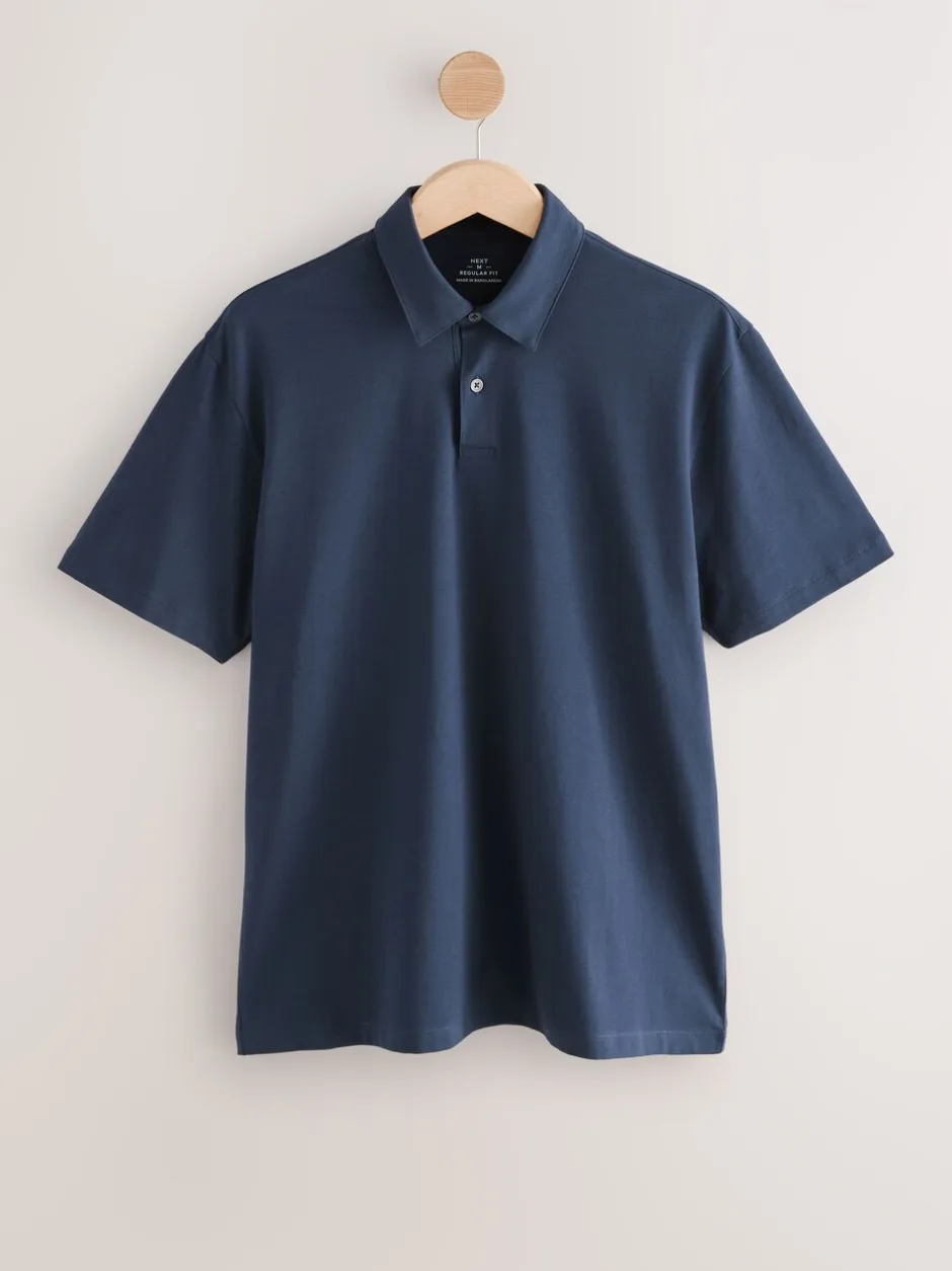 Poloshirts|Next Blue marineblauw met geometrisch motief - Set van 3 jersey poloshirts met korte mouwen