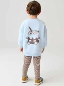 Sets En Combisets|Truien En Breisels*Next - Set met sweatshirt en legging (3 mnd-7 jr) Blue Milk Print