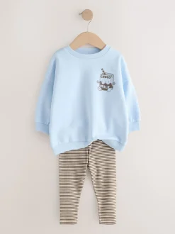 Sets En Combisets|Truien En Breisels*Next - Set met sweatshirt en legging (3 mnd-7 jr) Blue Milk Print