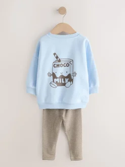 Sets En Combisets|Truien En Breisels*Next - Set met sweatshirt en legging (3 mnd-7 jr) Blue Milk Print
