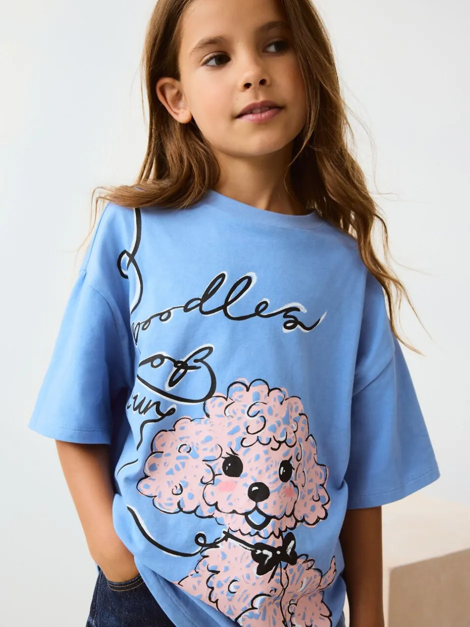 T-Shirts|Next Blue Poodle - Oversized T-shirt met grafische print (3-16jr)