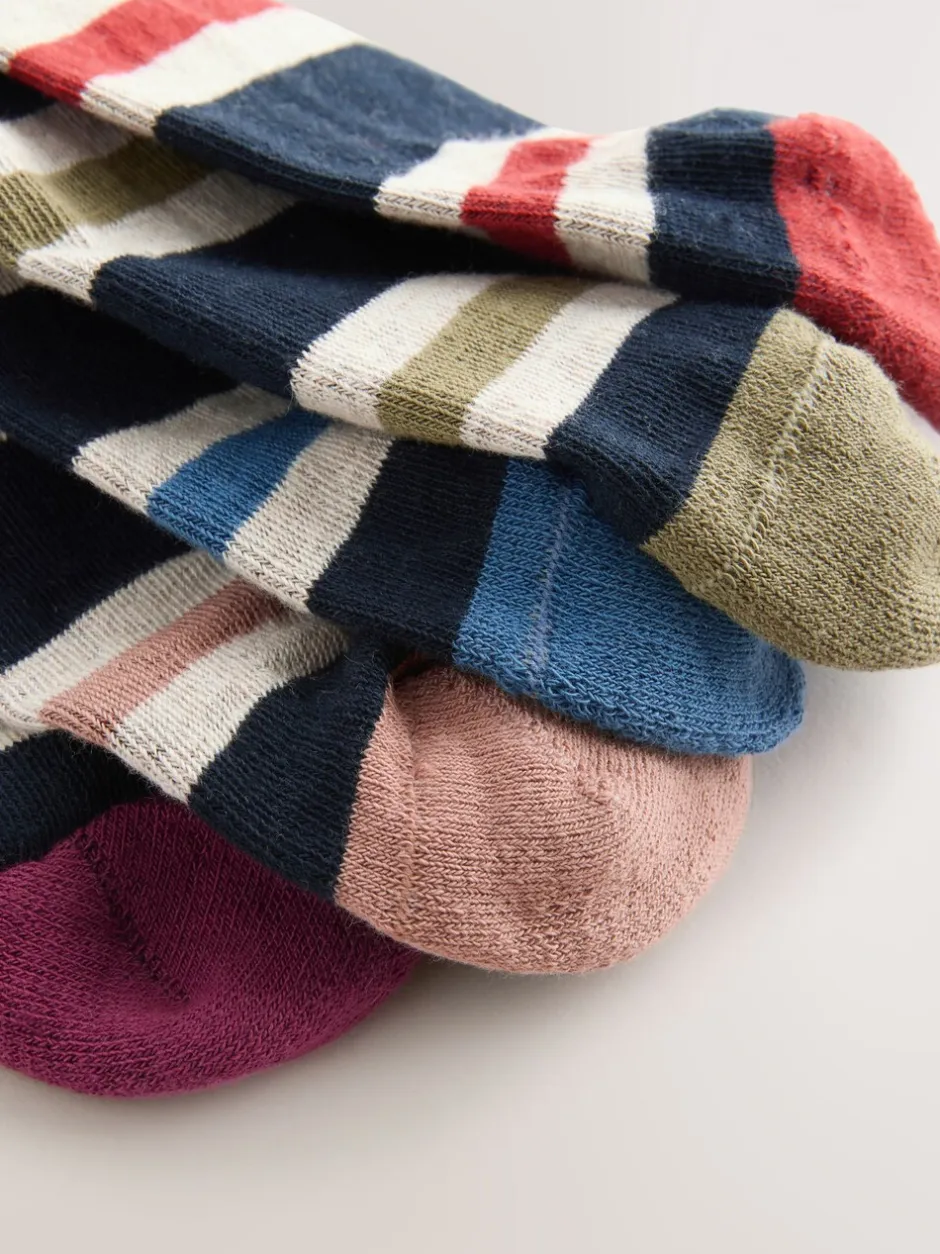 Sokken|Sokken*Next Blue/Ecru Striped - Cushioned Sole Comfort Socks 5 Pack