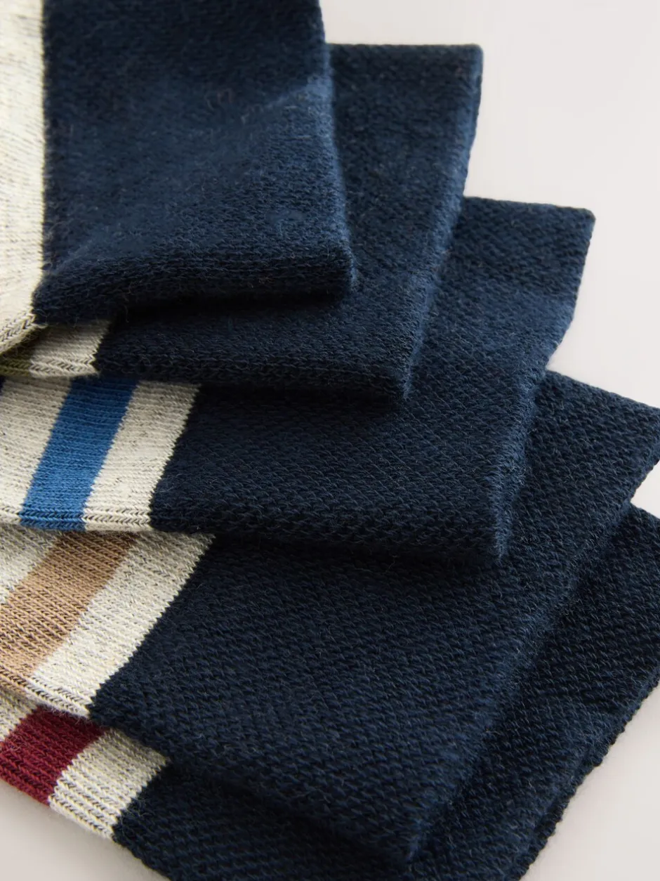 Sokken|Sokken*Next Blue/Ecru Striped - Cushioned Sole Comfort Socks 5 Pack