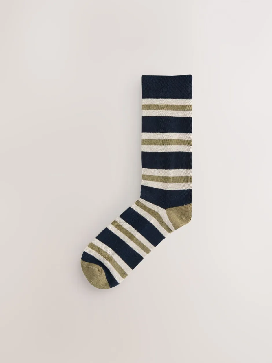 Sokken|Sokken*Next Blue/Ecru Striped - Cushioned Sole Comfort Socks 5 Pack