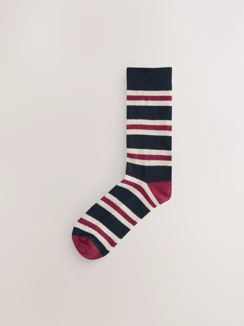 Sokken|Sokken*Next Blue/Ecru Striped - Cushioned Sole Comfort Socks 5 Pack