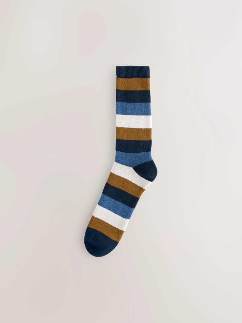 Sokken|Sokken*Next - Set van 4 paar dikke sokken Blue/Green/Orange Rugby Stripe