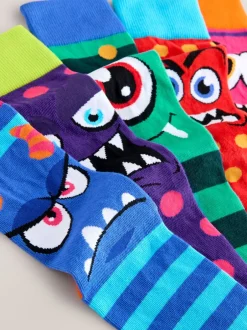 Sokken|Sokken|Next Blue/Green/Red Monster - Set van 5 sokken met patroon