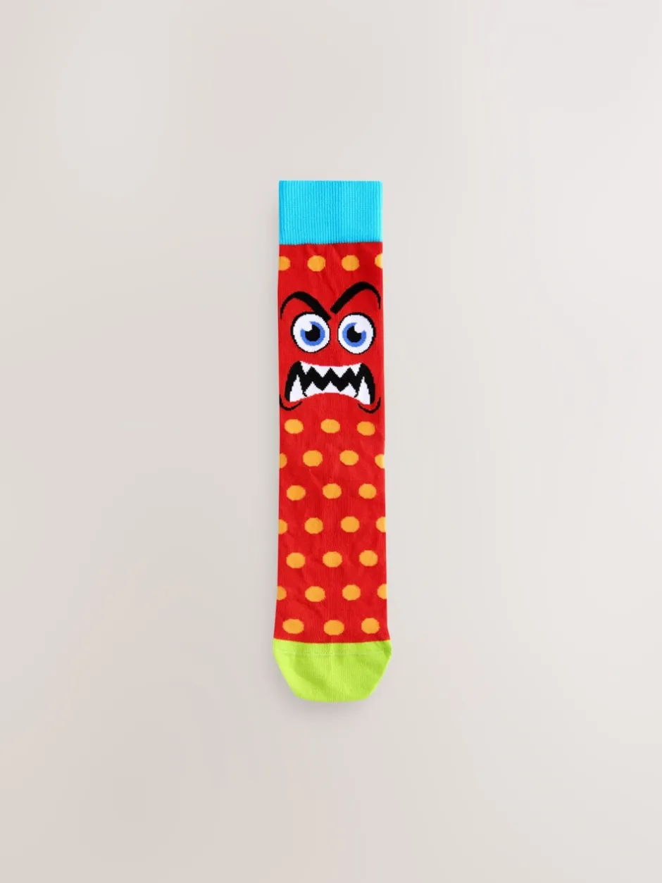 Sokken|Sokken|Next Blue/Green/Red Monster - Set van 5 sokken met patroon