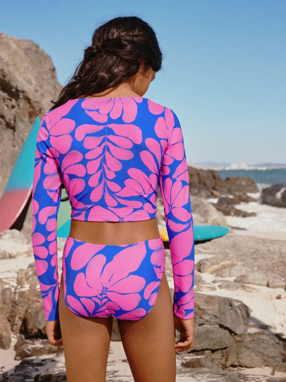 Badkleding|Next Blue/Pink Floral Print - Bikini met lange mouwen (3-16 jr)