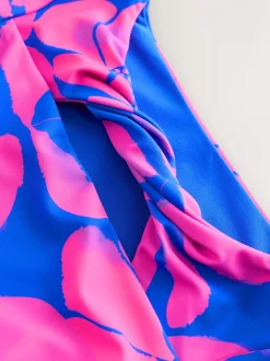 Badkleding|Next Blue/Pink Floral Print - Bikini met lange mouwen (3-16 jr)