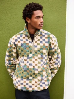 Jassen En Jacks|Sweaters En Hoody´S*Next - Half met rits - Fleece trui met print Blue/Tan Checkerboard
