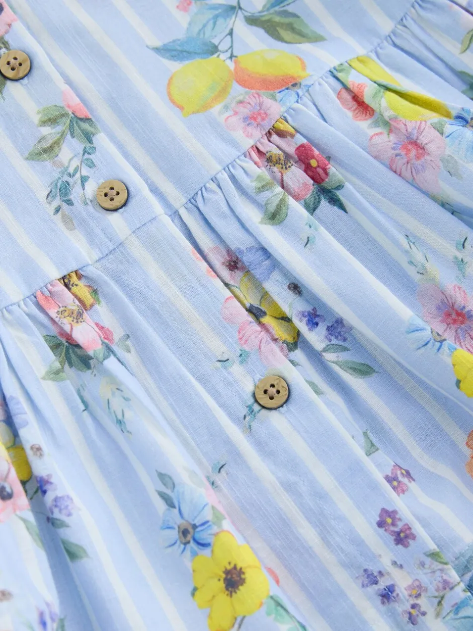 Jurken|Jurken*Next - Short Sleeve Cotton Dress (3mths-8yrs) Blue/White Stripe Floral