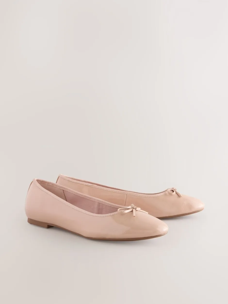 Lage Schoenen|Next Blush Roze lakleer - Ballerina's met ronde neus
