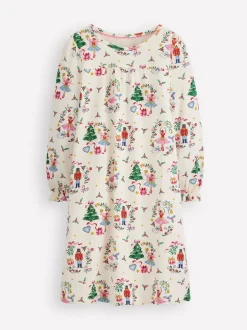 Nachtponnen*Boden - Kerstnachthemd met print en lange mouwen