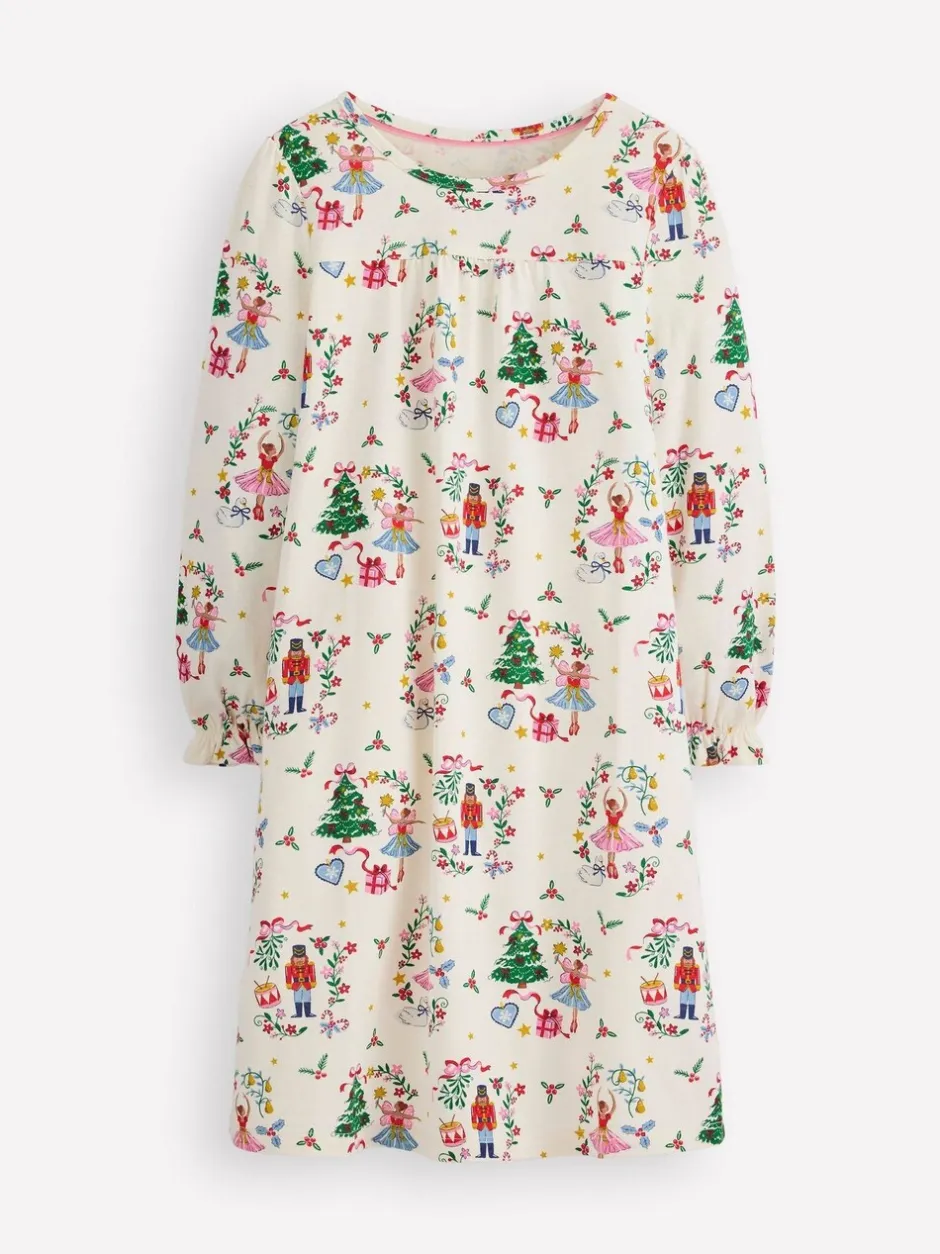 Nachtponnen*Boden - Kerstnachthemd met print en lange mouwen