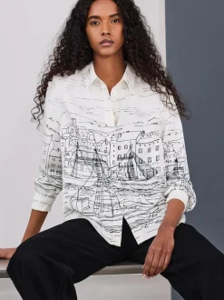 Blouses En Overhemden|Tops En T-Shirts|Next - Overhemd met lange mouwen Bootprint