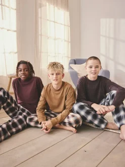 Pyjama's|Nachtkleding En Pyjama's*Next - Verpakking van 3 geweven geruite pyjama's (3-16 jr) Bordeaux Rood/Bruin