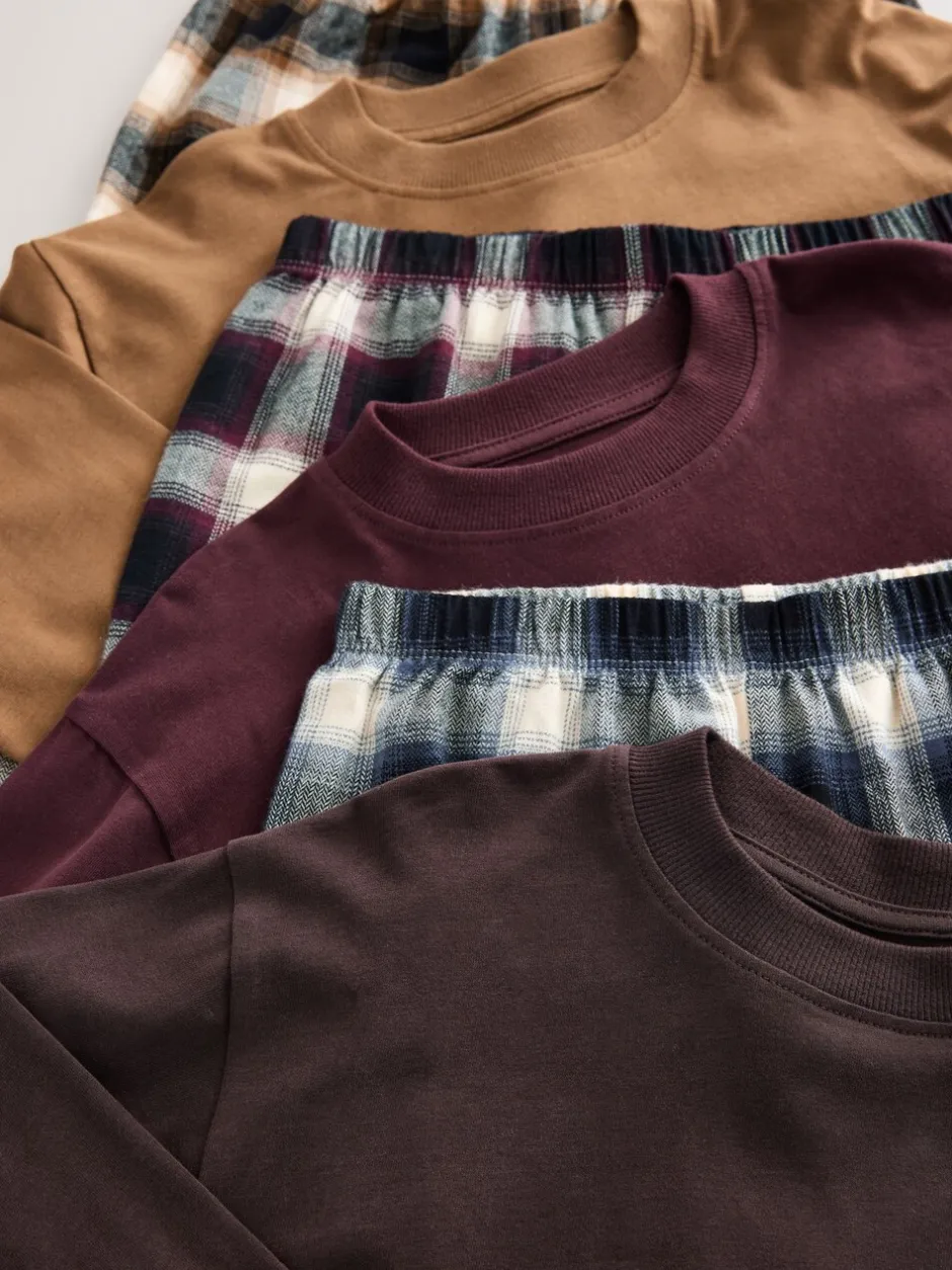 Pyjama's|Nachtkleding En Pyjama's*Next - Verpakking van 3 geweven geruite pyjama's (3-16 jr) Bordeaux Rood/Bruin