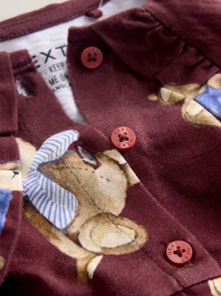 Jurken|Jurken*Next Bordeauxrode Teddybeer - Jurk met lange mouwen en kraag (3mnd-7jr)