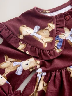 Jurken|Jurken*Next Bordeauxrode Teddybeer - Jurk met lange mouwen en kraag (3mnd-7jr)
