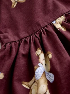 Jurken|Jurken*Next Bordeauxrode Teddybeer - Jurk met lange mouwen en kraag (3mnd-7jr)