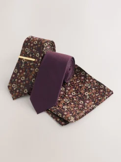 Stropdassen En Pochets|Next - 2 stropdassenpakket Bordeauxrood