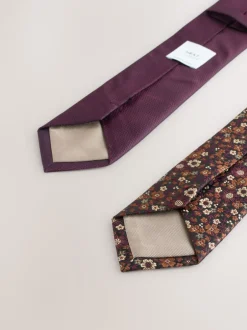 Stropdassen En Pochets|Next - 2 stropdassenpakket Bordeauxrood