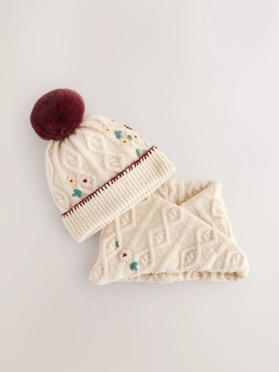 Mutsen, Handschoenen En Sjaals|Next - Beanie And Snoods Set (1-16yrs) (1-16yrs) Bordeauxrood