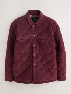 Blazers En Business-Jasjes|Jassen En Jacks*Next - Borg Lined Diamond Quilt Corduroy Shacket Bordeauxrood
