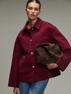 Jassen En Jacks*Next - Brushed Collared Jacket Bordeauxrood