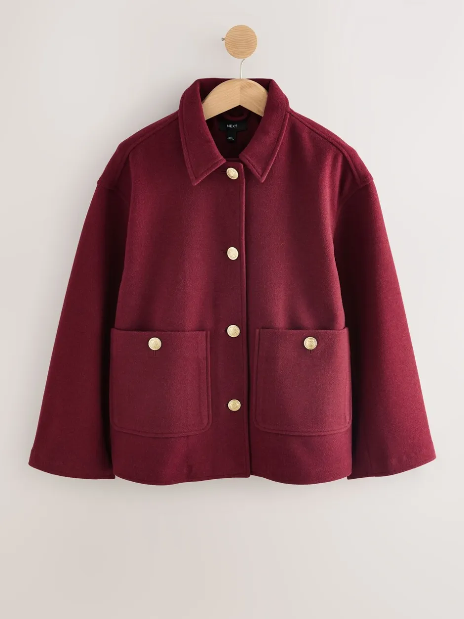 Jassen En Jacks*Next - Brushed Collared Jacket Bordeauxrood