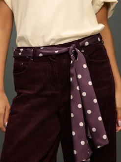 Broeken|Next - Cord Wide Leg Trousers With Scarf Bordeauxrood