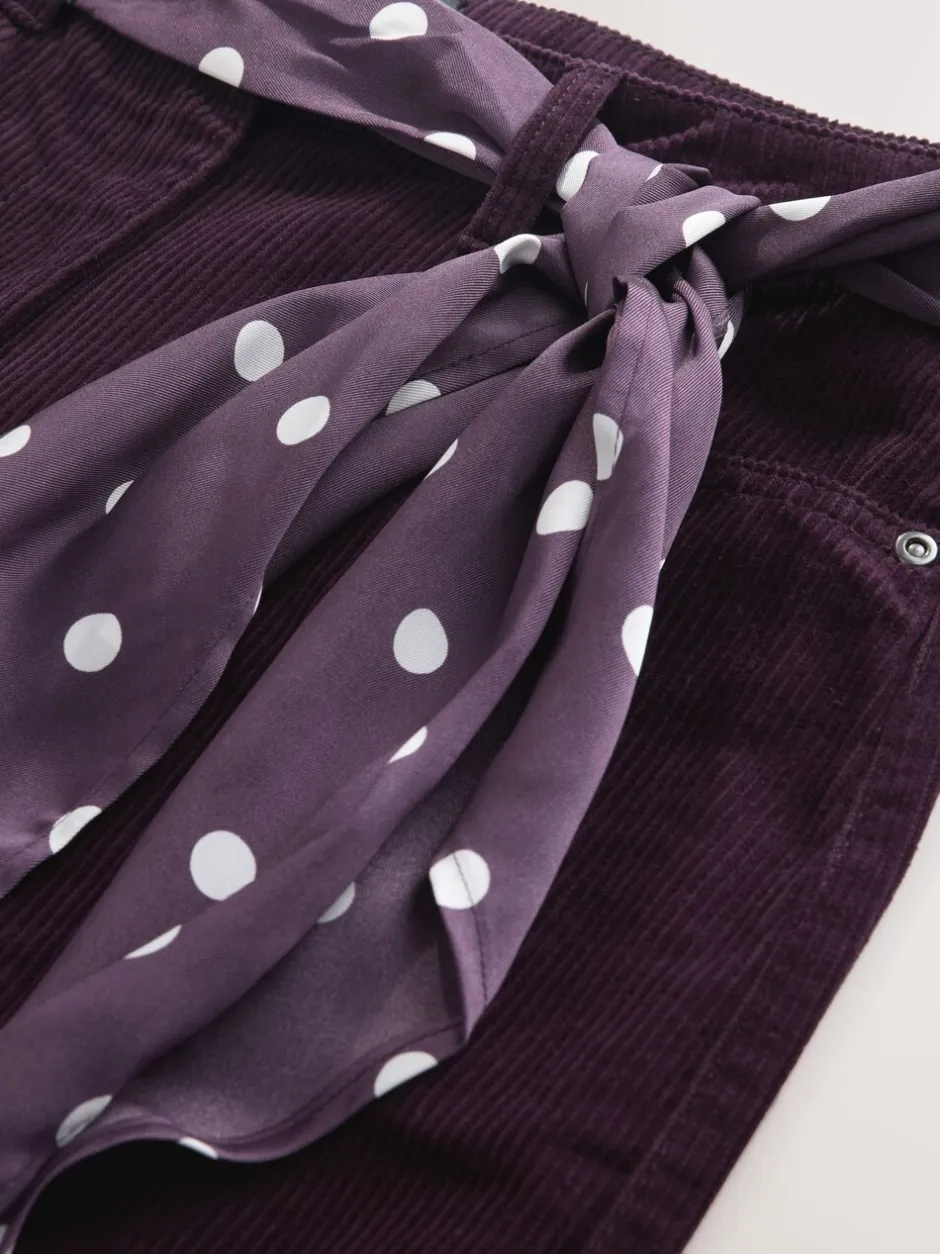Broeken|Next - Cord Wide Leg Trousers With Scarf Bordeauxrood