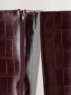 Ruimvallend En Extraruimvallend|Boots*Next - Forever Comfort® - Kniehoge laarzen met gebogen hak Bordeauxrood