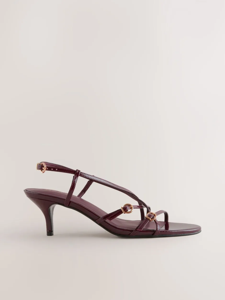 Schoenen Met Hakken|Next - Forever Comfort® Multi Buckle Strappy Kitten Heels Bordeauxrood