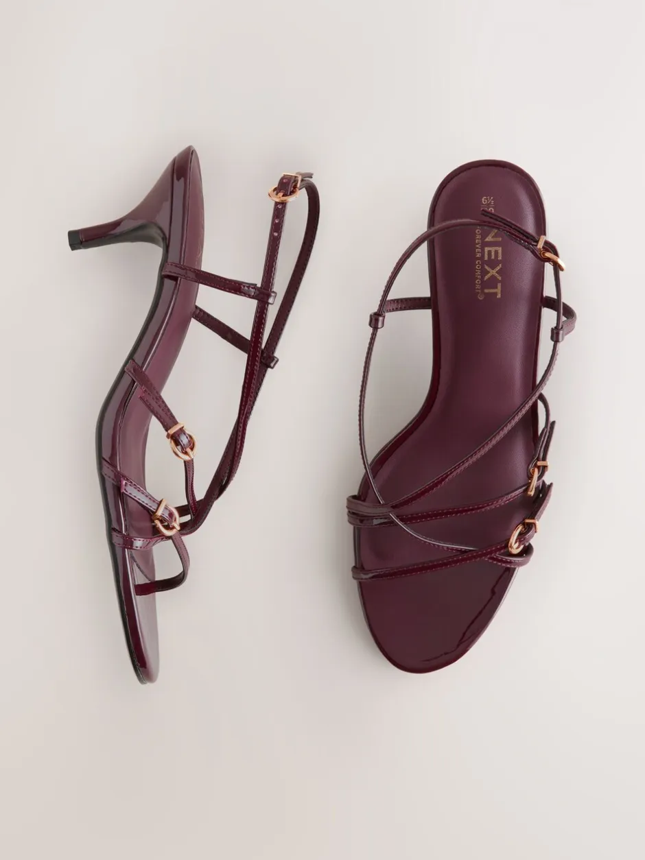 Schoenen Met Hakken|Next - Forever Comfort® Multi Buckle Strappy Kitten Heels Bordeauxrood