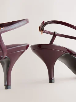 Schoenen Met Hakken|Next - Forever Comfort® Multi Buckle Strappy Kitten Heels Bordeauxrood