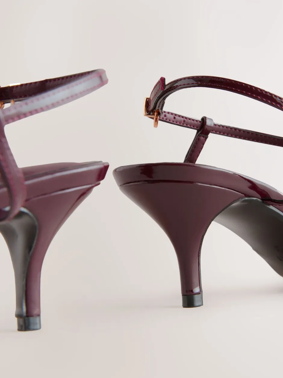 Schoenen Met Hakken|Next - Forever Comfort® Multi Buckle Strappy Kitten Heels Bordeauxrood